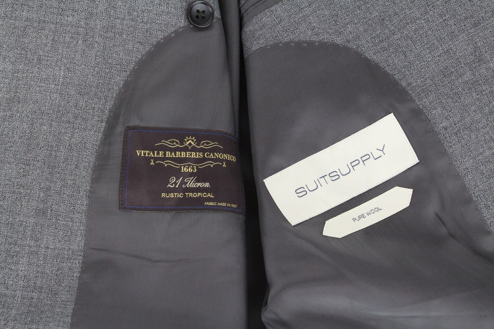SUITSUPPLY Lazio Men Suit UK40L Grey 2-Piece Slim Melange Pure Wool Tropical