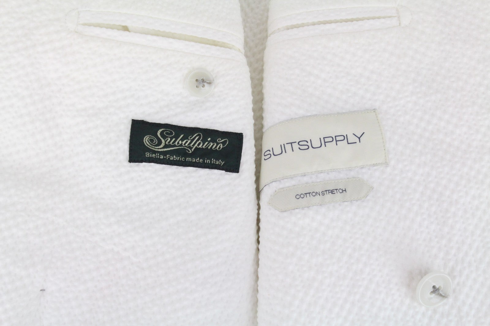 SUITSUPPLY Havana Men Suit UK38R Off-White 2-Piece Two Row Slim Cotton Stretch
