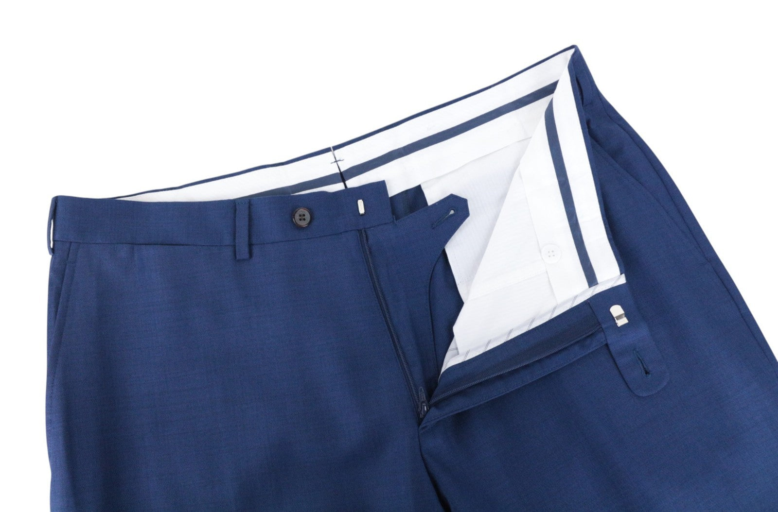 SUITSUPPLY Brescia Men Trousers UK38S Blue Slim Fit Formal Flat-Front Pure Wool