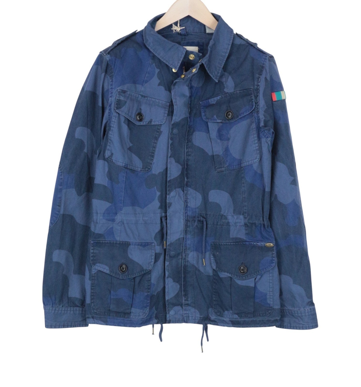 SCOTCH & SODA Men Jacket S Blue Camouflage Melange Pure Cotton Canvas RRP169