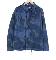 SCOTCH & SODA Men Jacket S Blue Camouflage Melange Pure Cotton Canvas RRP169