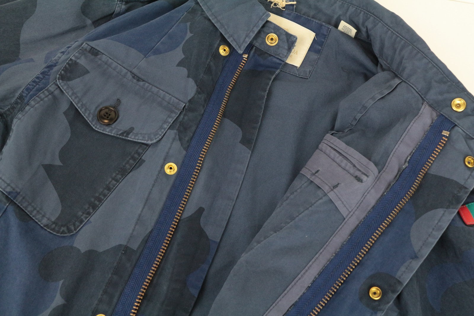 SCOTCH & SODA Men Jacket S Blue Camouflage Melange Pure Cotton Canvas RRP169