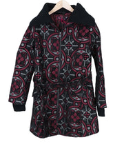 DESIGUAL Sagitario Women Coat ~EU38 Red Designer Jacquard Melange Mid-Length~