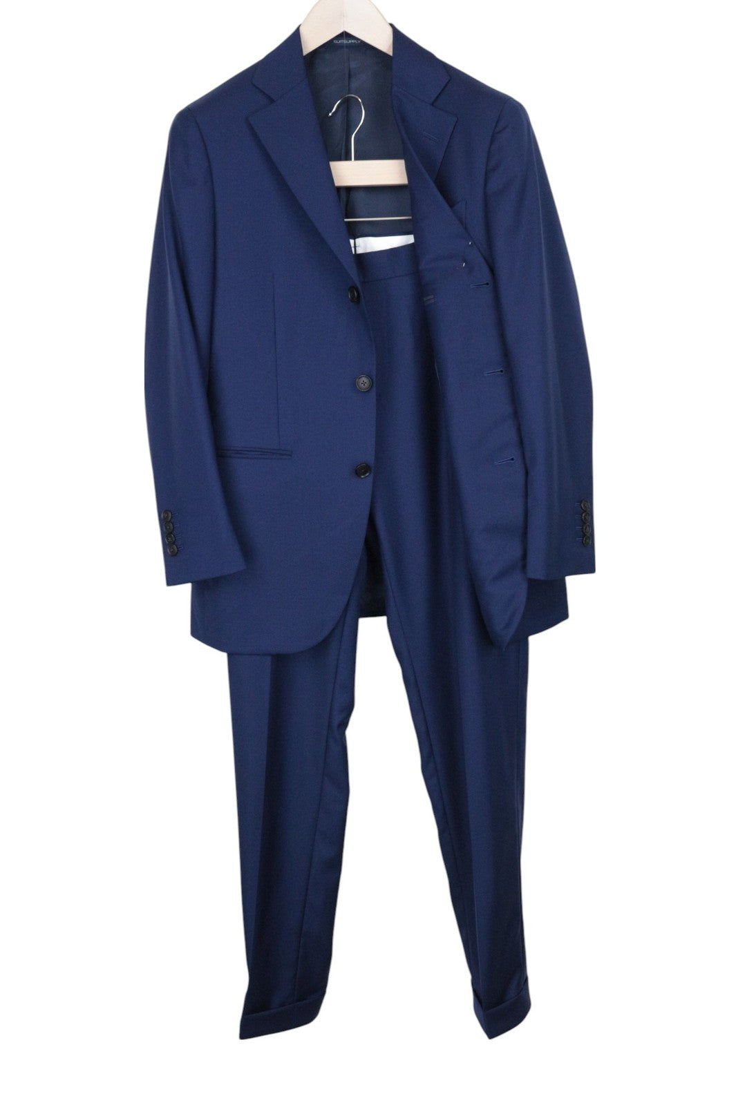 SUITSUPPLY La Spalla Men Suit UK34R Slim 2-Piece Blue Pure Wool Formal Perennial