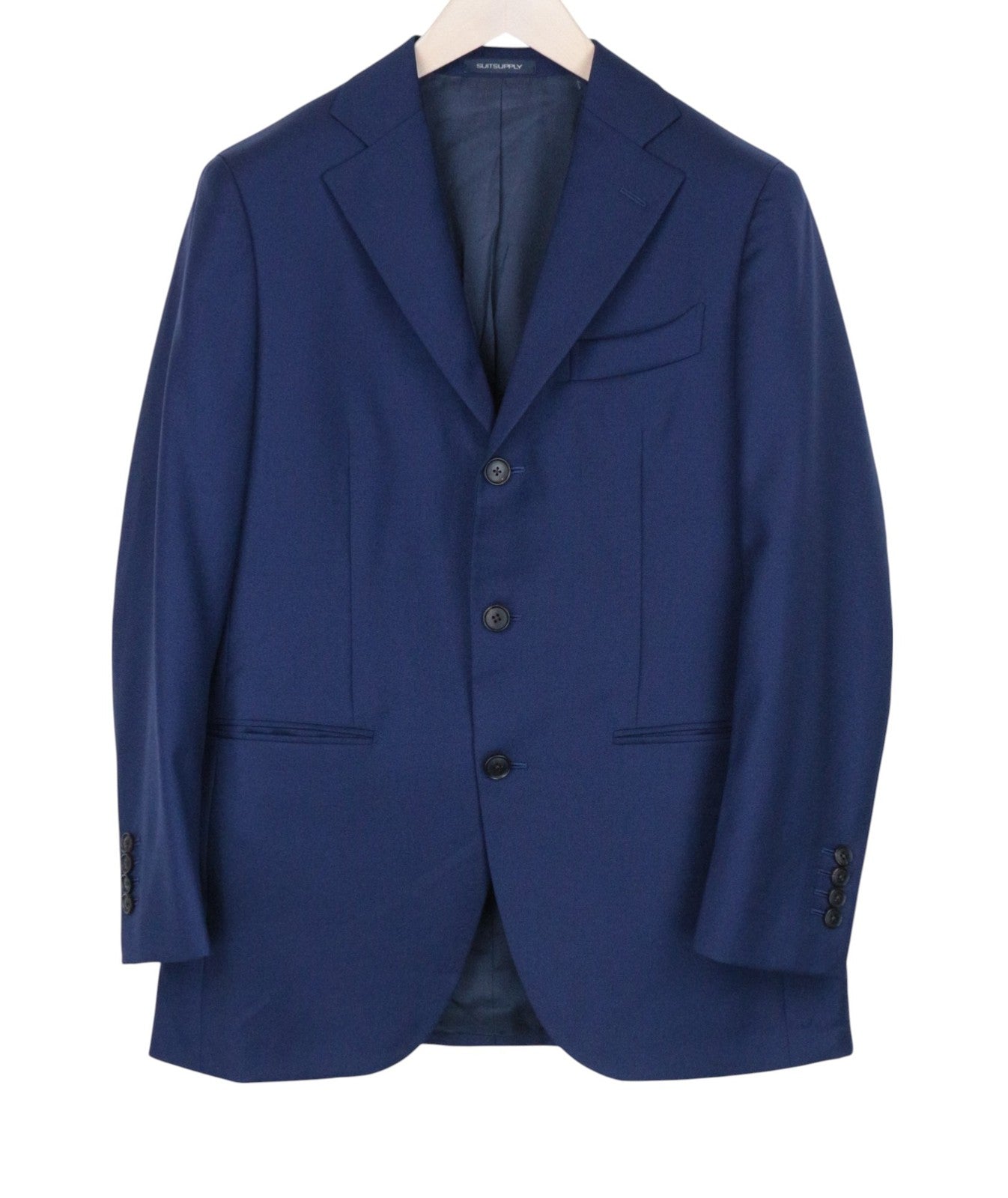 SUITSUPPLY La Spalla Men Suit UK34R Slim 2-Piece Blue Pure Wool Formal Perennial