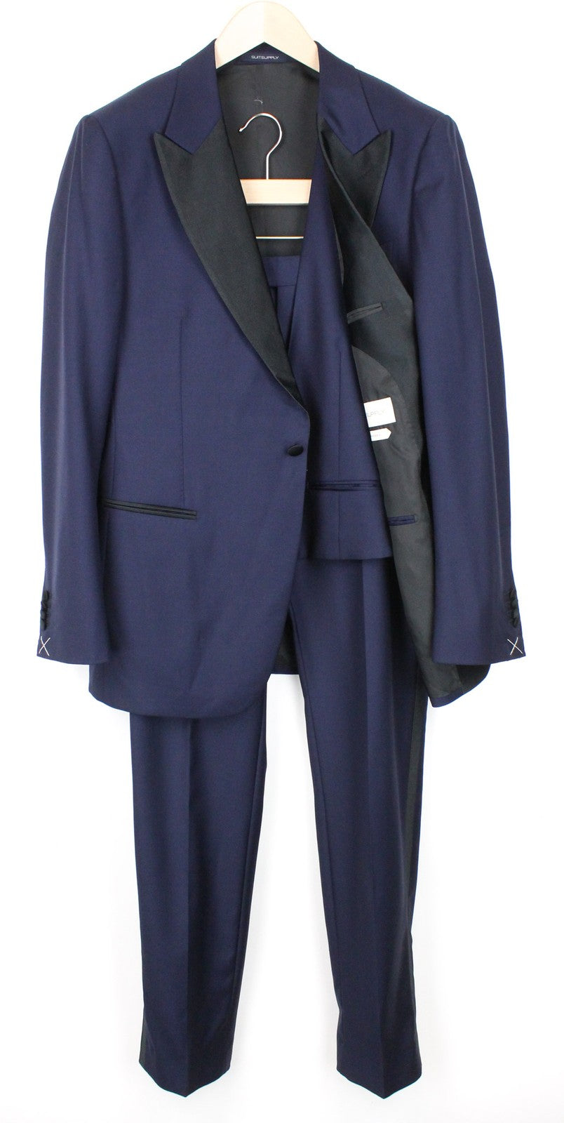 SUITSUPPLY Lazio Men Suit UK42R Tux Formal Slim 3-Piece Blue Pure Wool S130