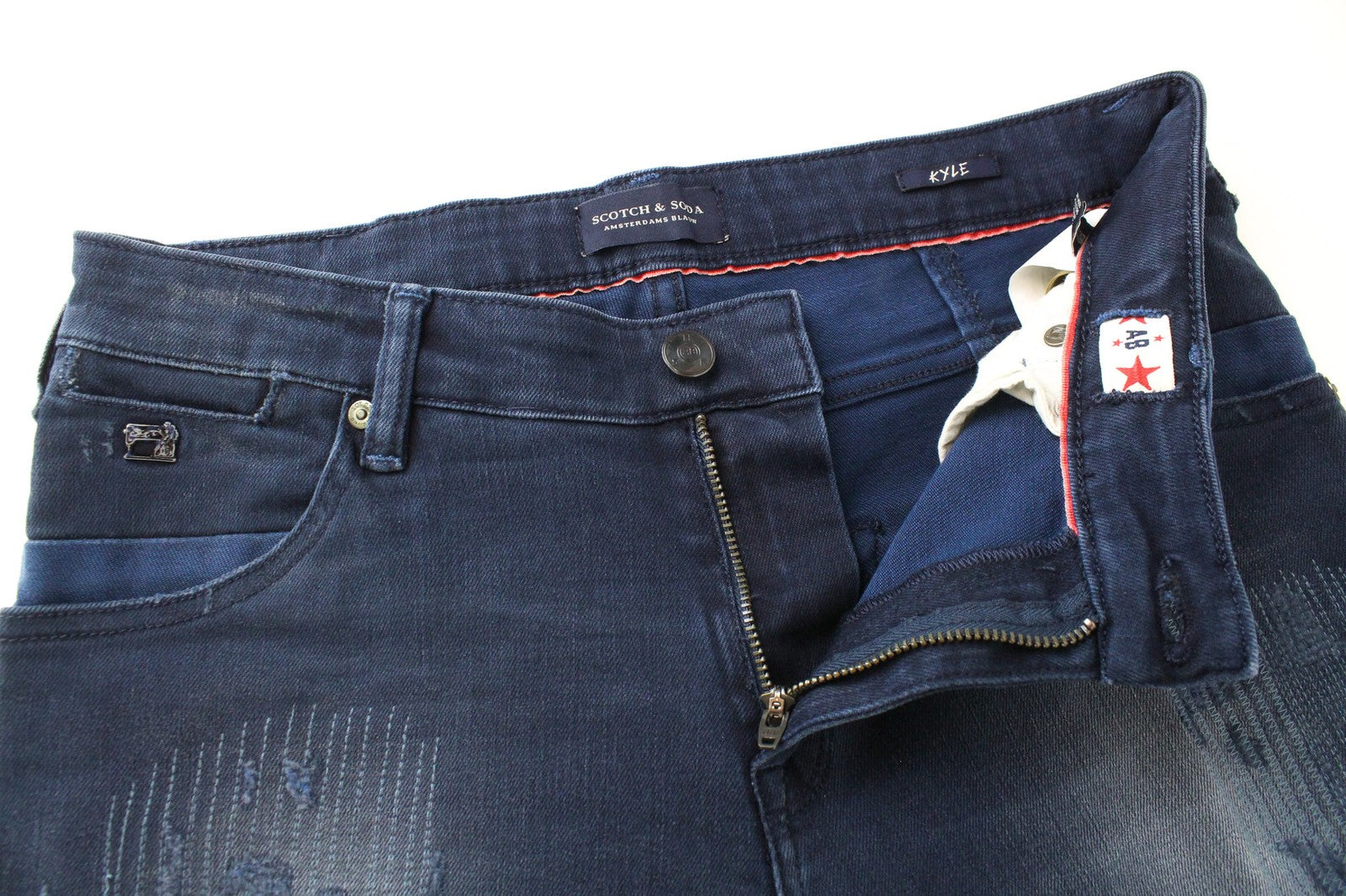 SCOTCH & SODA Kyle Men Jeans 16Y Dark Blue Distressed Zip-Fly Kids Boys Stretch