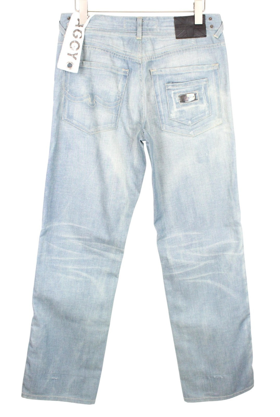 RICHMOND Men Jeans W32 Baggy Blue Wide Buttoned Non-Stretch Designer Mid-Rise