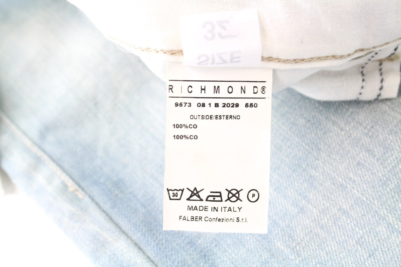 RICHMOND Men Jeans W32 Baggy Blue Wide Buttoned Non-Stretch Designer Mid-Rise