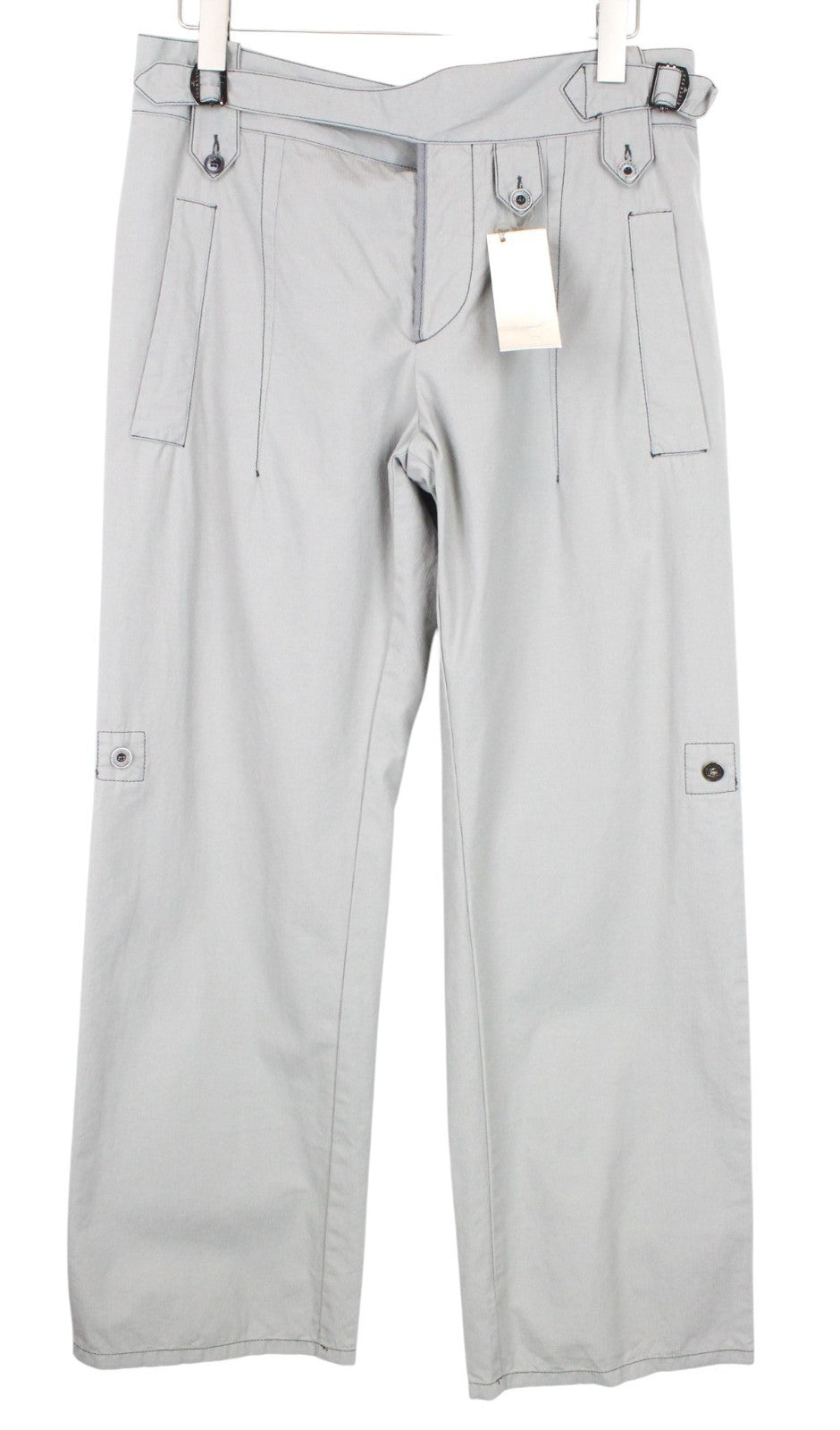 RICHMOND Men Trousers IT48 Grey Button-Fly Designer Non-Stretch Pure Cotton