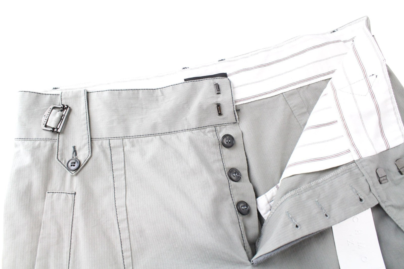 RICHMOND Men Trousers IT48 Grey Button-Fly Designer Non-Stretch Pure Cotton