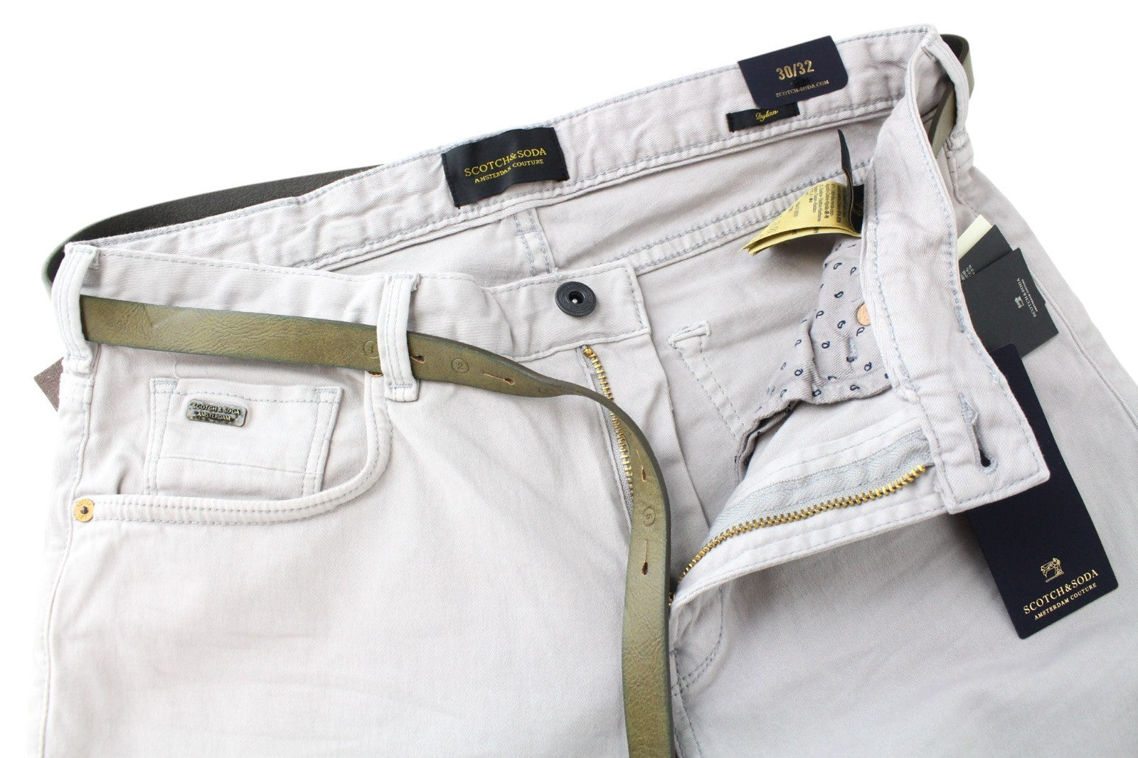 SCOTCH & SODA Dylan Men Trousers W30/L32 Super Slim Beige Chino Classic Stretch