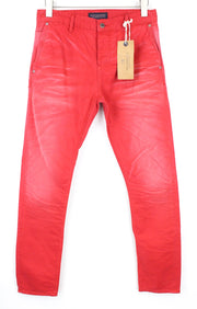 SCOTCH & SODA Raze Men Trousers W28/L32 Slouch Slim Red Dyed Non-Stretch Chino