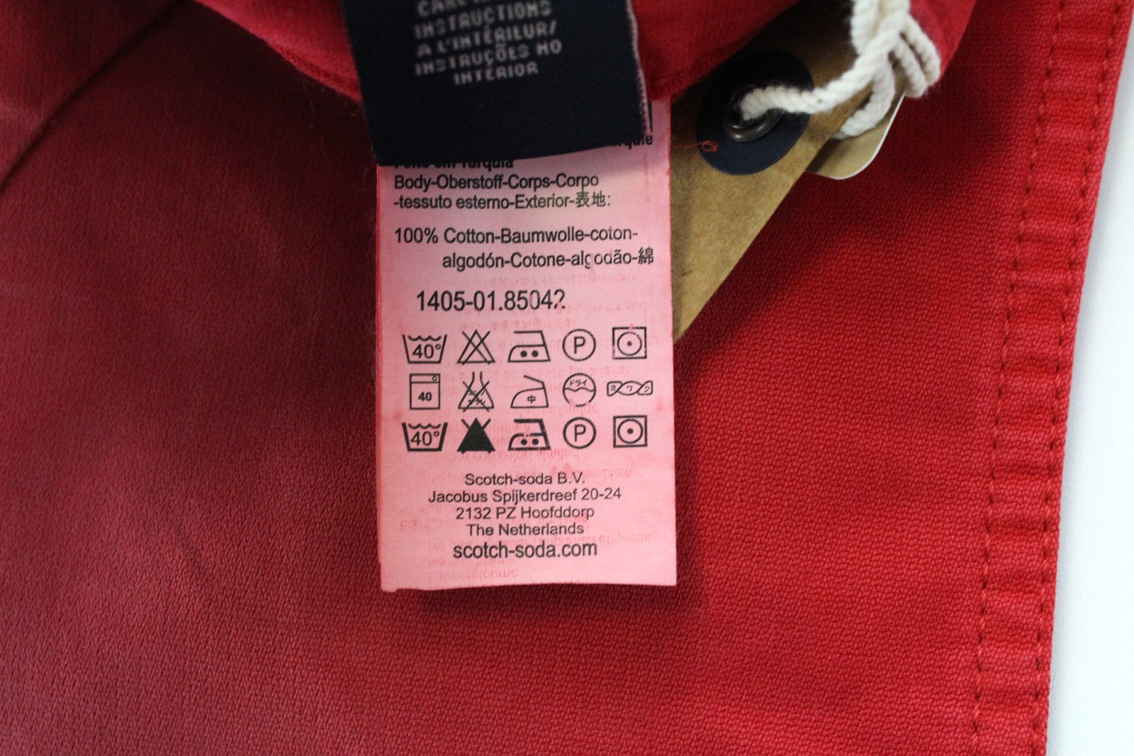 SCOTCH & SODA Raze Men Trousers W28/L32 Slouch Slim Red Dyed Non-Stretch Chino