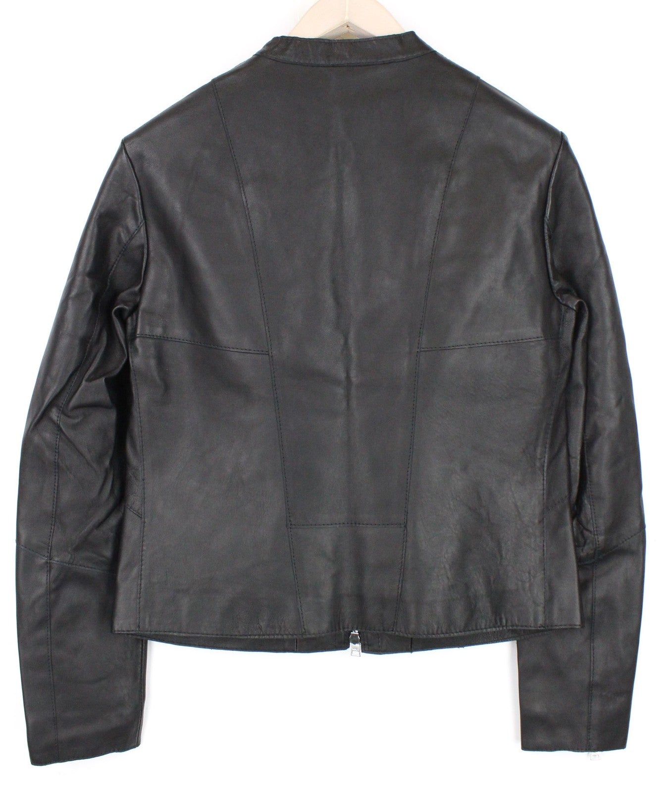 REPLAY Women Jacket L Leather Black Pure Lambskin Zip Up Classic Lined RRP€399