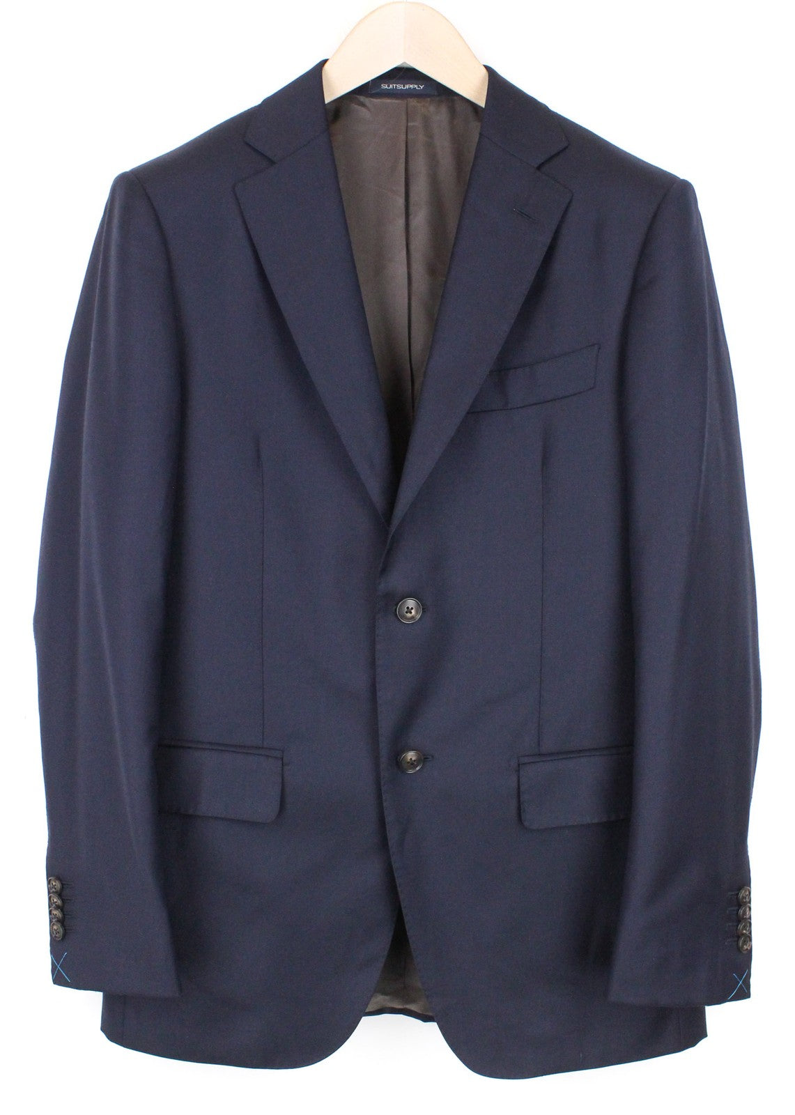 SUITSUPPLY Napoli Men Suit UK36R Blue 2-Piece Formal Pure Wool Twill Classic