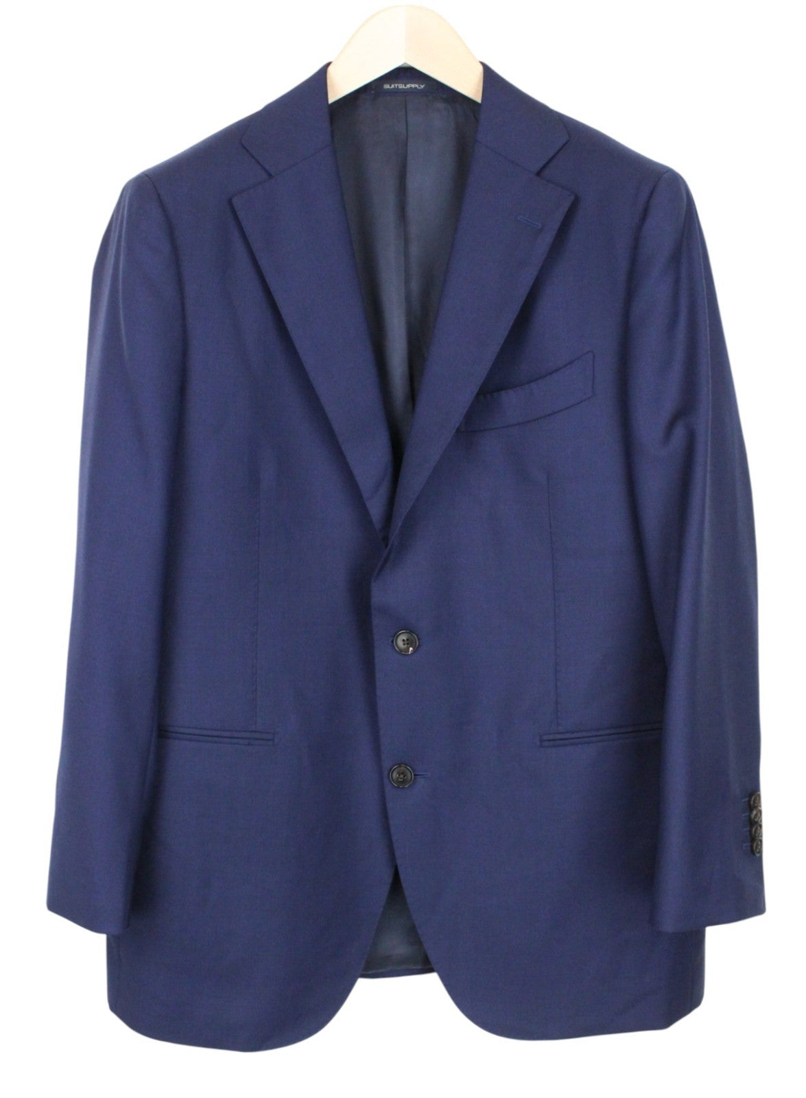 SUITSUPPLY La Spalla Men Suit UK42S Blue 3-Piece Melange Slim Perennial Wool