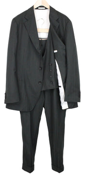 SUITSUPPLY Havana Tulip Men Suit UK50R Wool S130 Green 3-Piece Herringbone Slim