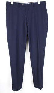 SUITSUPPLY Brescia Men Trousers UK42S Blue Melange Slim Formal Flat-Front Wool