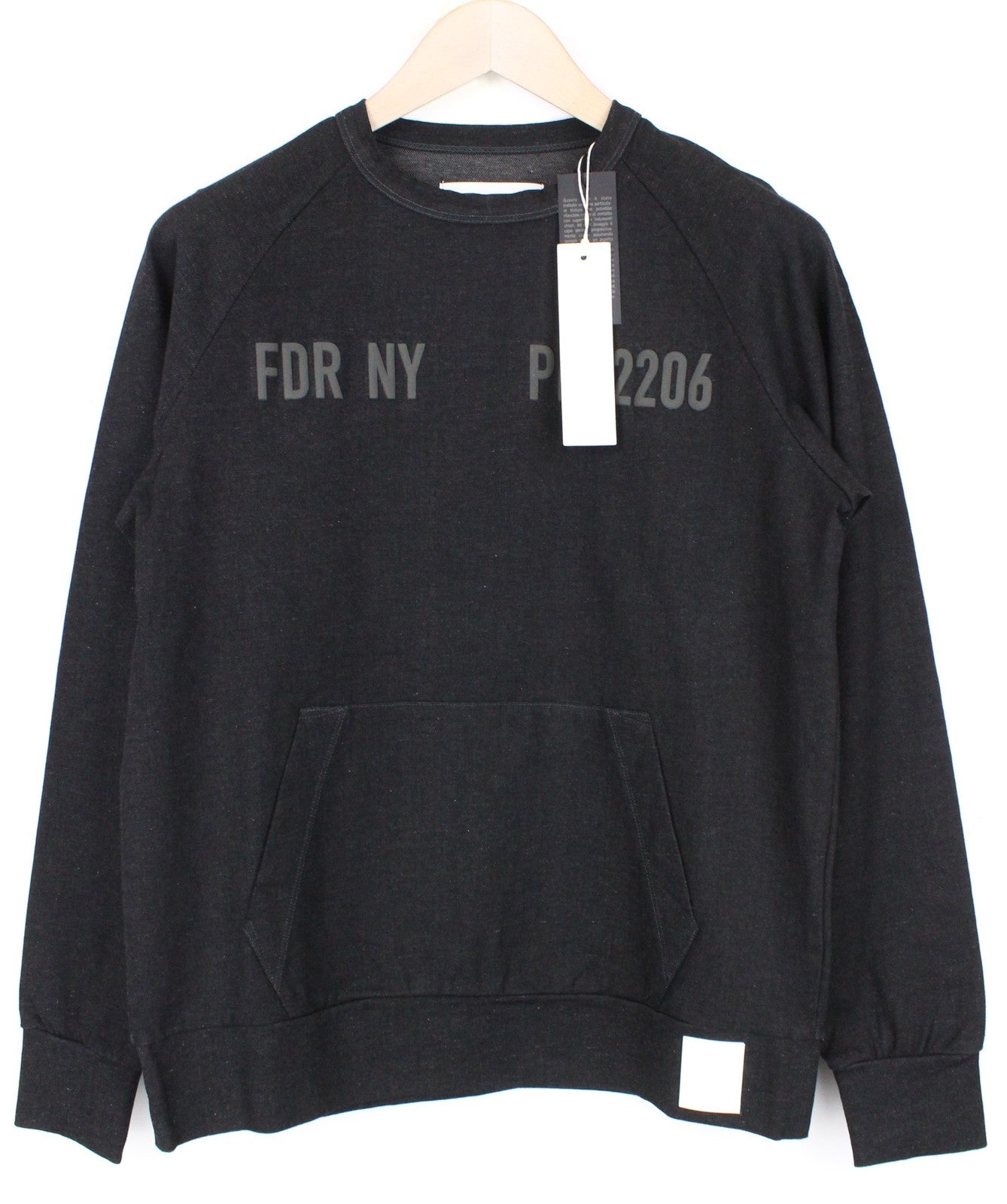 REPLAY Men Sweatshirt S Black Melange Cotton Blend Stretch Crew Neck Classic