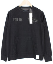REPLAY Men Sweatshirt S Black Melange Strecth Cotton Blend Graphic Crew Neck