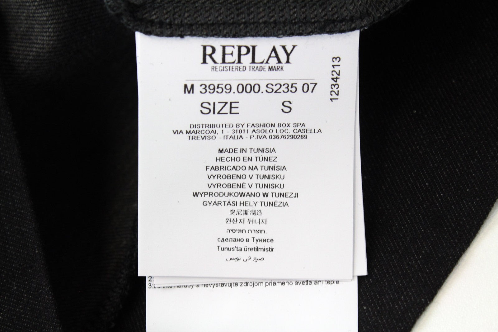 REPLAY Men Sweatshirt S Black Melange Strecth Cotton Blend Graphic Crew Neck