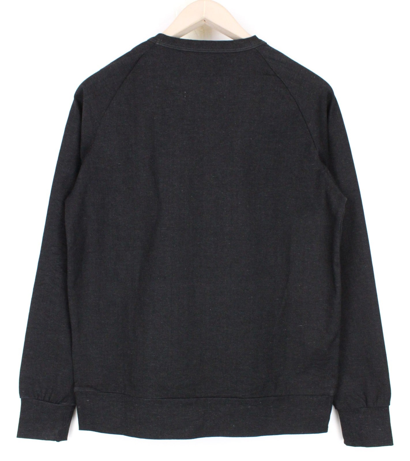 REPLAY Men Sweatshirt M Graphic Cotton Mix Black Melange Stretch Crew Neckline