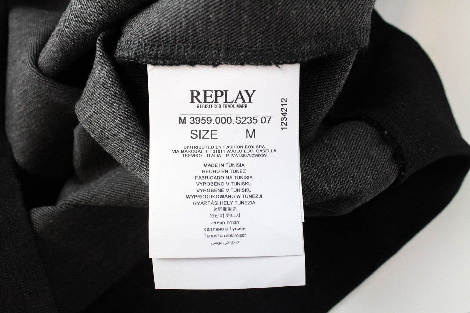 REPLAY Men Sweatshirt M Graphic Cotton Mix Black Melange Stretch Crew Neckline