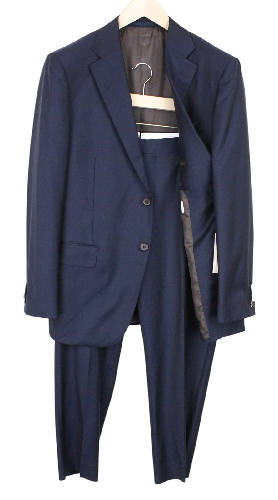 SUITSUPPLY Napoli Men Suit UK44R 2-Piece Melange Navy Pure Wool S110 Formal