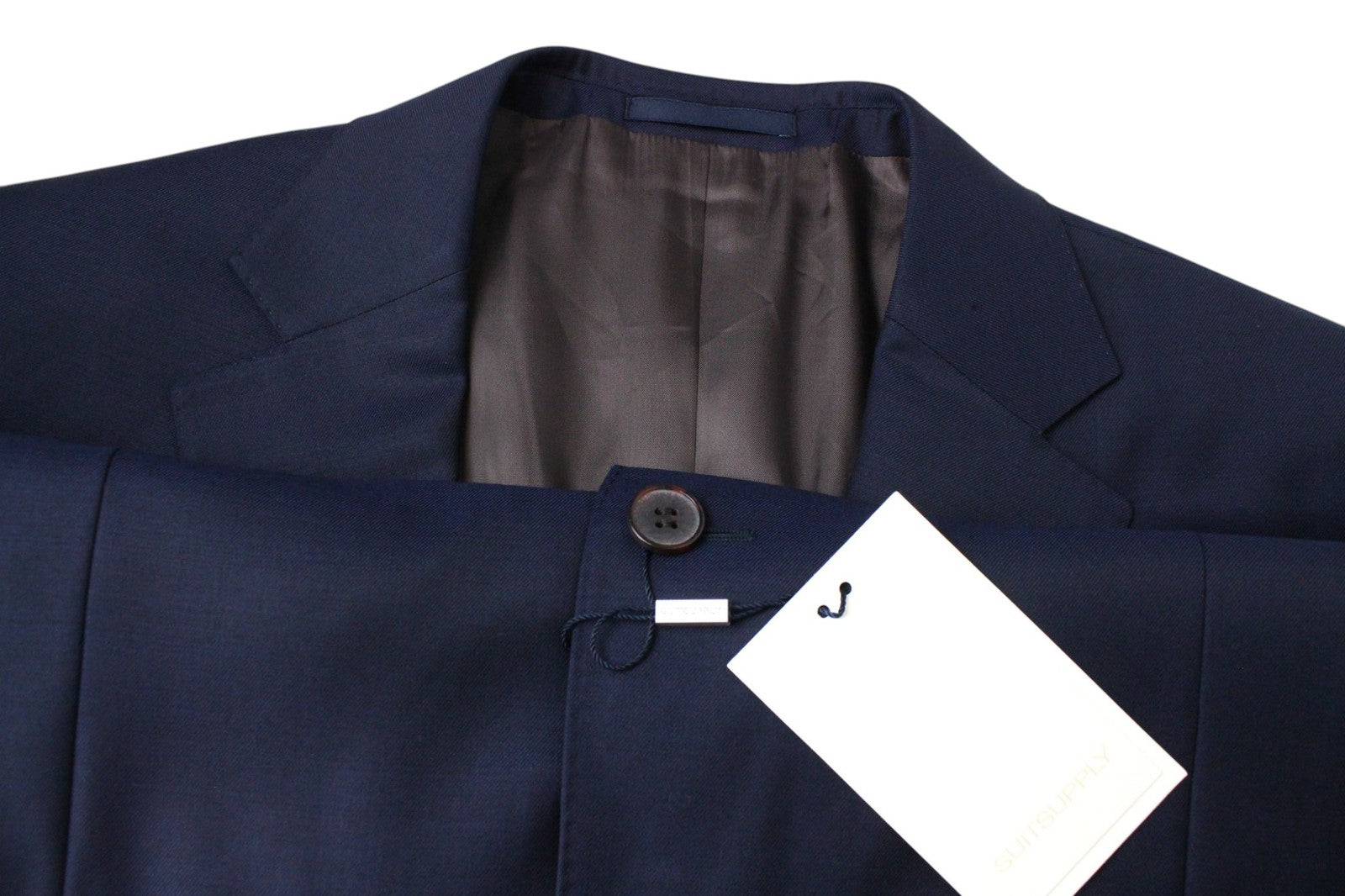 SUITSUPPLY Napoli Men Suit UK44R 2-Piece Melange Navy Pure Wool S110 Formal