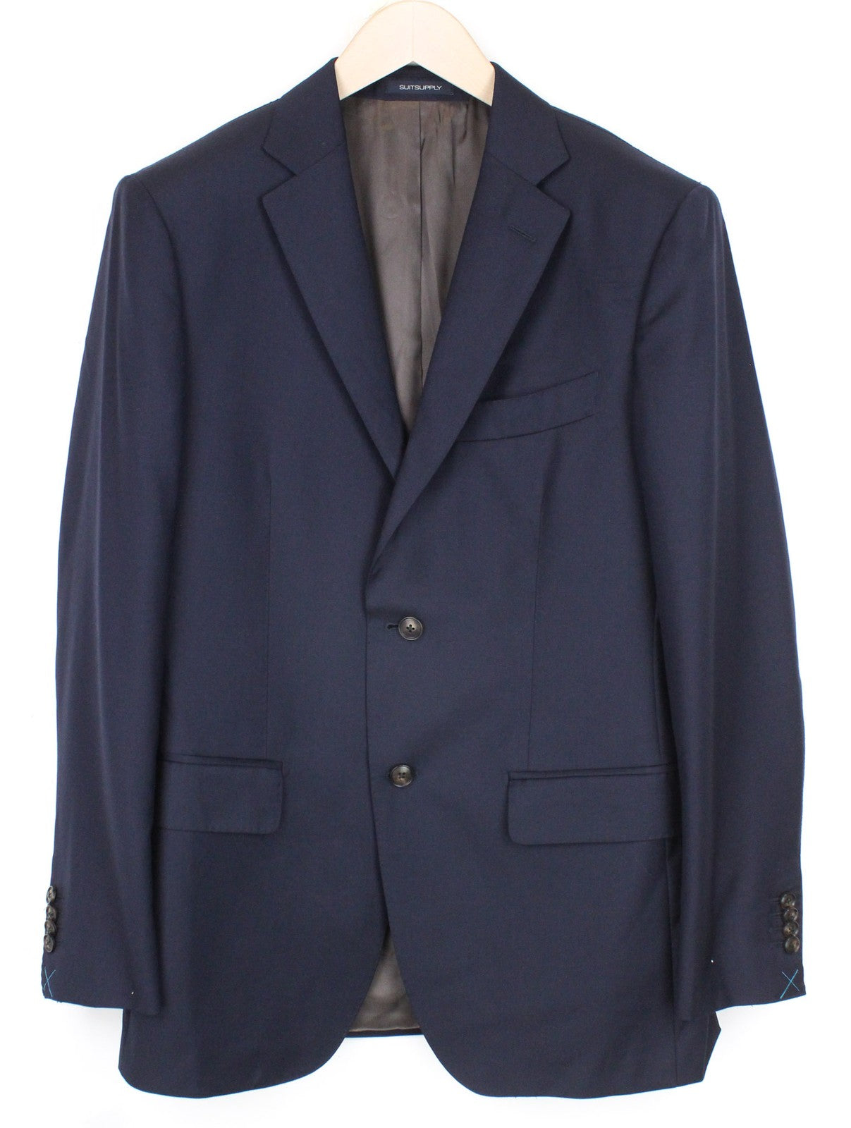 SUITSUPPLY Napoli Men Blazer UK38R Navy Pure Wool Formal Notch Lined Double Vent