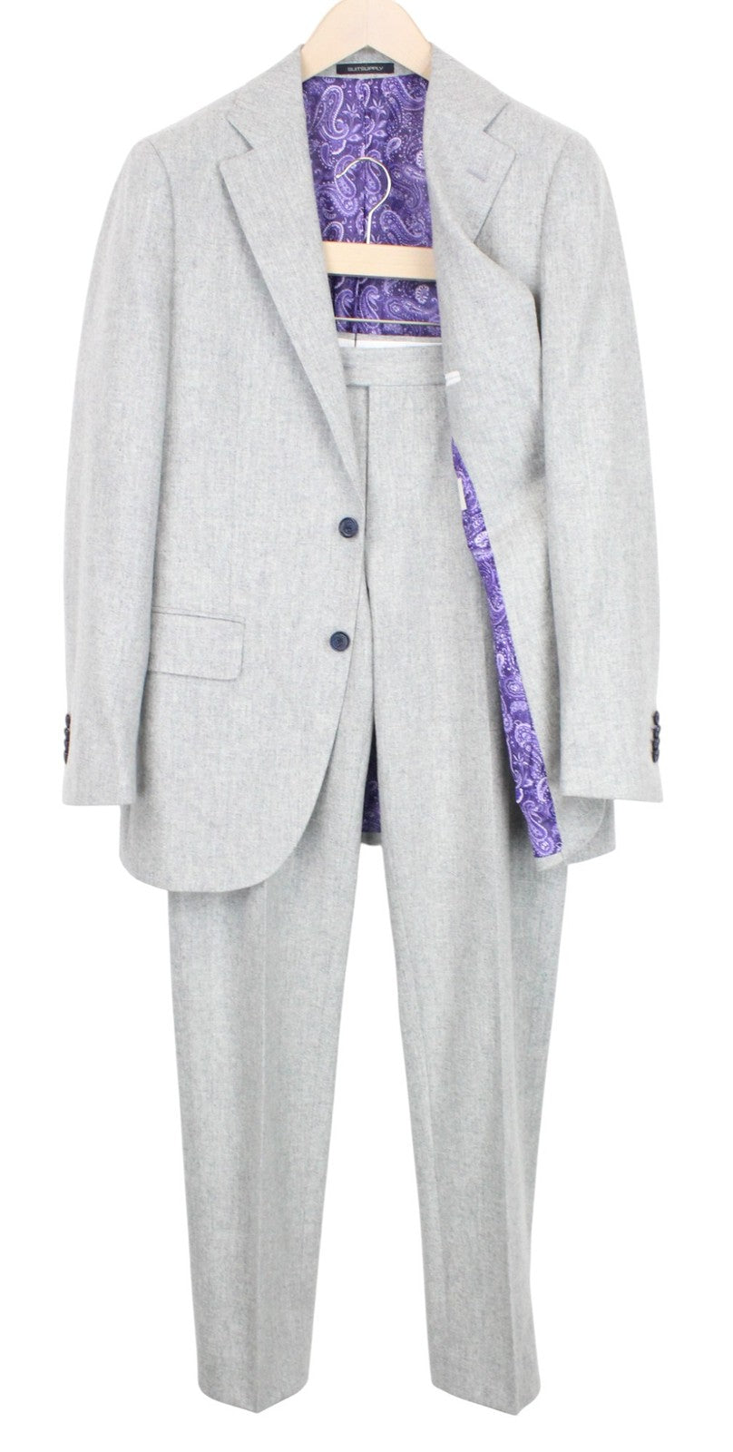 SUITSUPPLY La Spalla Men Suit UK38R Classic Single-Breasted Wool Grey 2 Piece