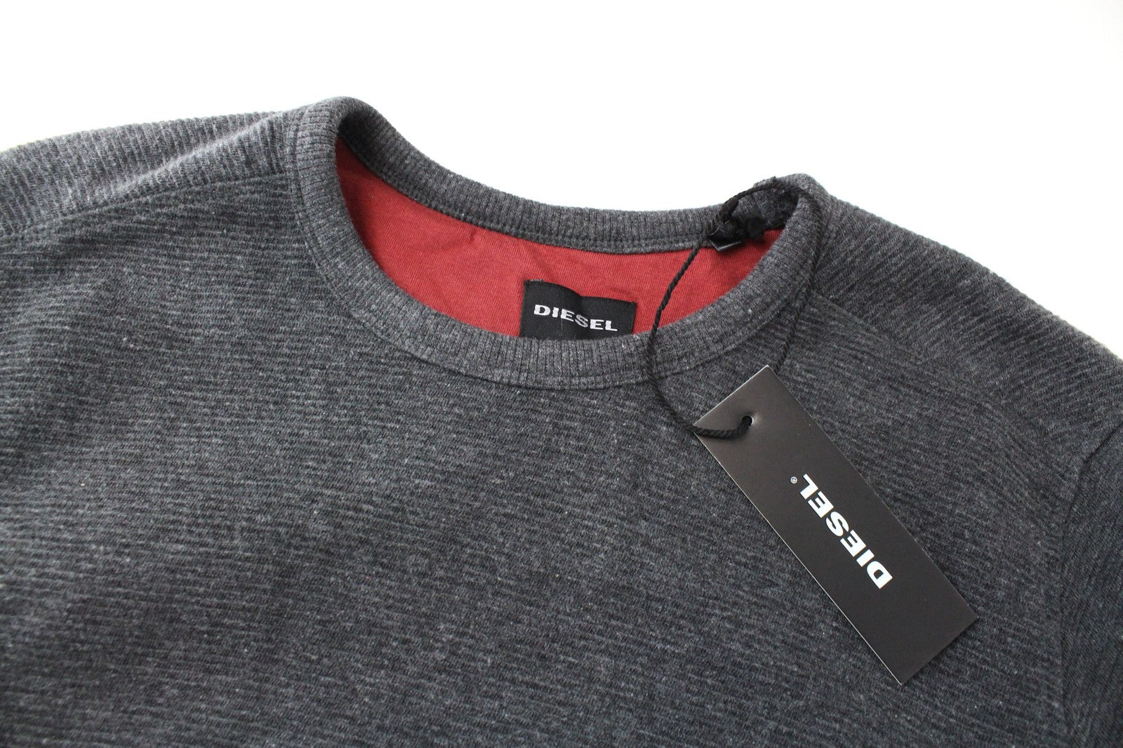 DIESEL S-Willard Men Sweatshirt S Grey Pure Cotton Pull On Long Sleeved Casual