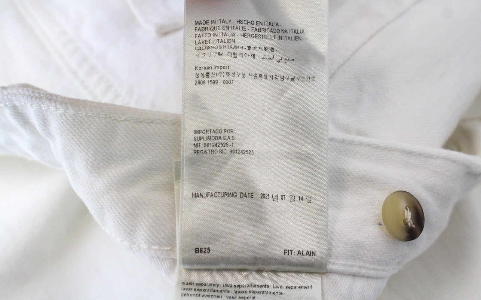 SUITSUPPLY Alain Men Jeans W31/L32 Selvedge White Cotton Stretch Denim Slim Fit