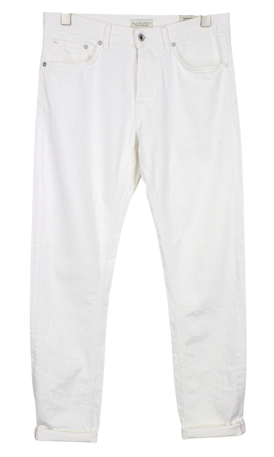 SUITSUPPLY Alain Men Jeans W31/L32 Selvedge White Cotton Stretch Denim Slim Fit