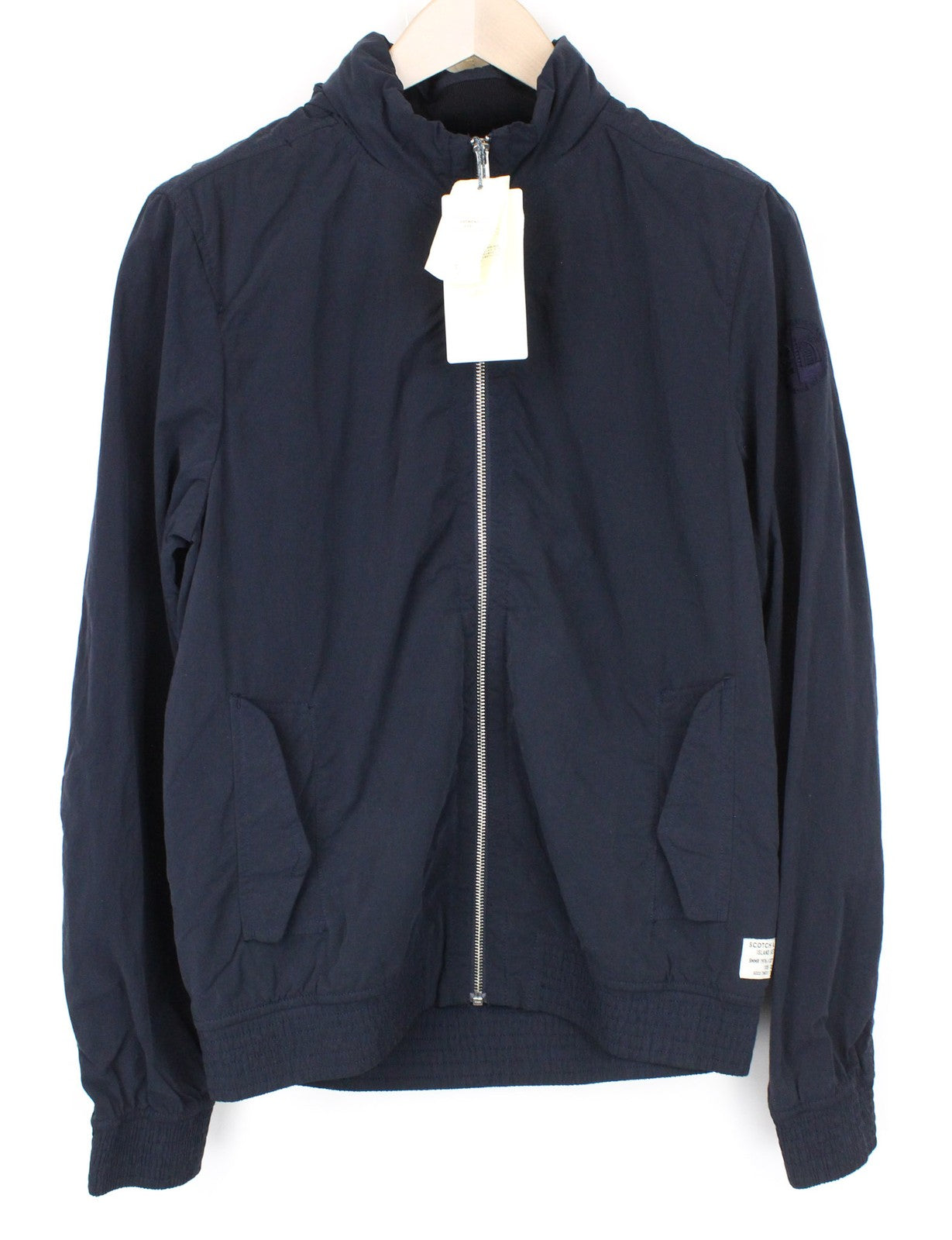 SCOTCH & SODA Men Jacket S Dark Blue Hooded Garment-Dyed Lightweight Classic