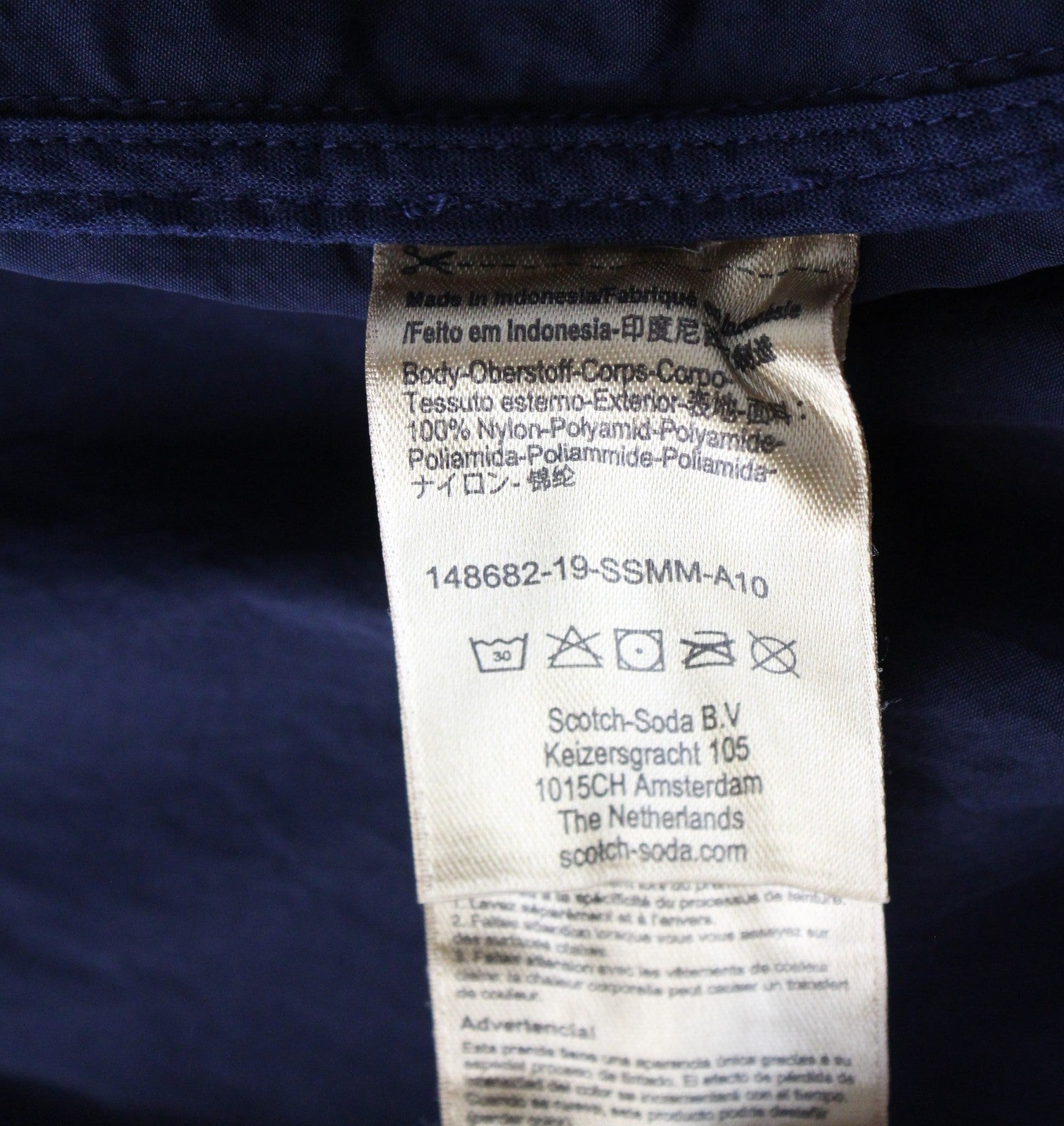 SCOTCH & SODA Men Jacket S Dark Blue Hooded Garment-Dyed Lightweight Classic