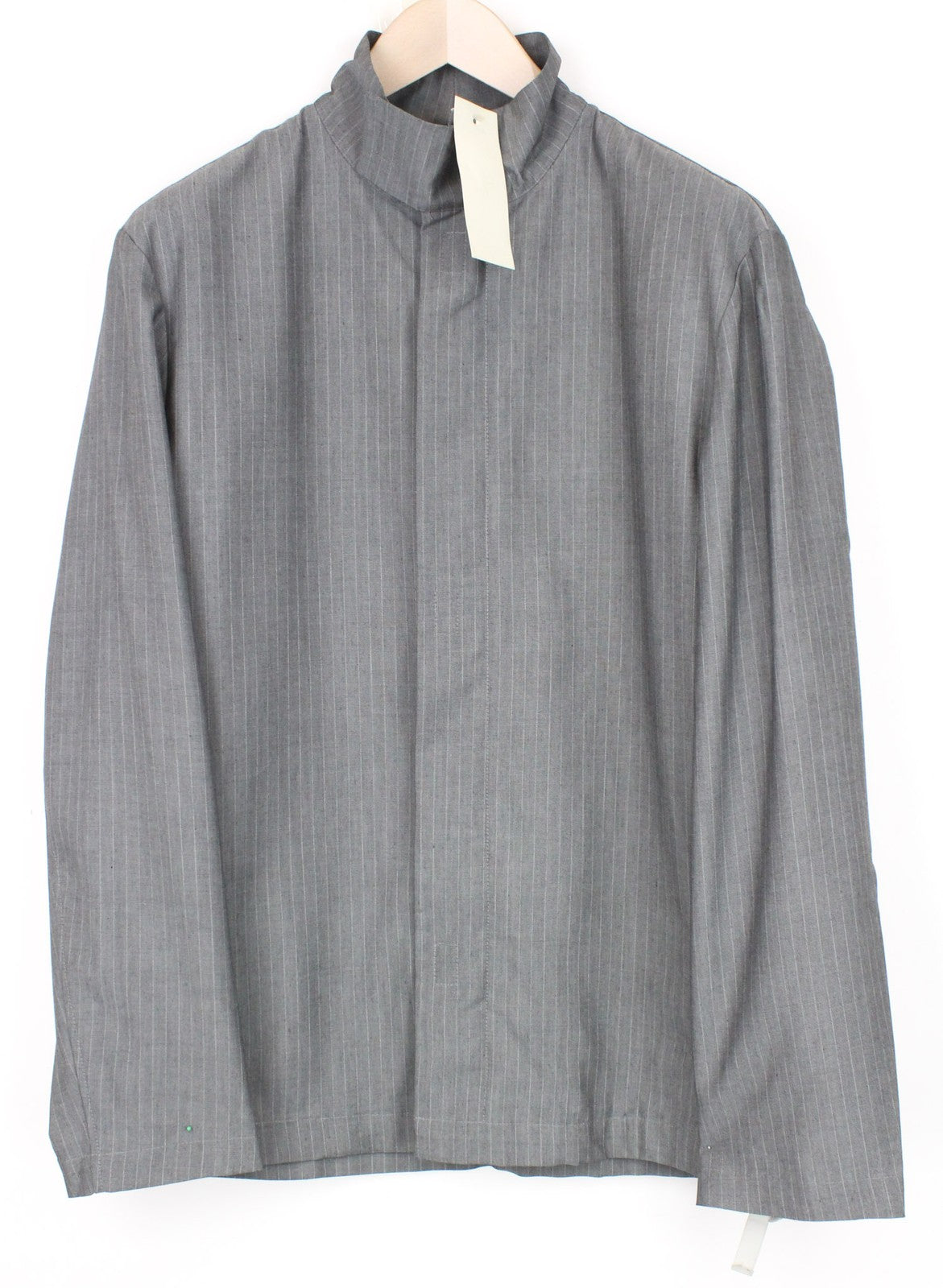 RICHMOND Men Jacket IT48 Grey Striped Melange High Neck Designer Virgin Wool Mix