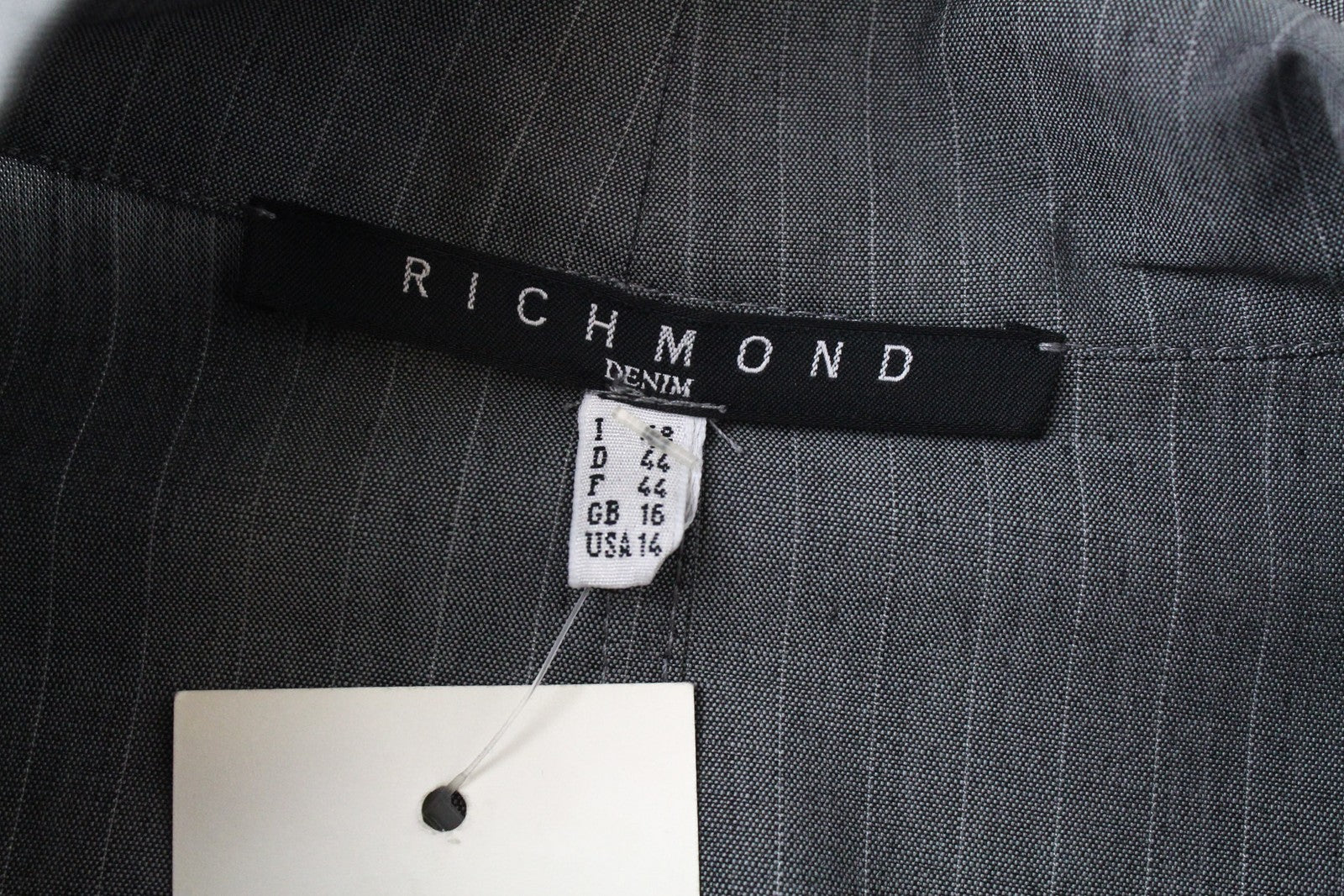 RICHMOND Men Jacket IT48 Grey Striped Melange High Neck Designer Virgin Wool Mix