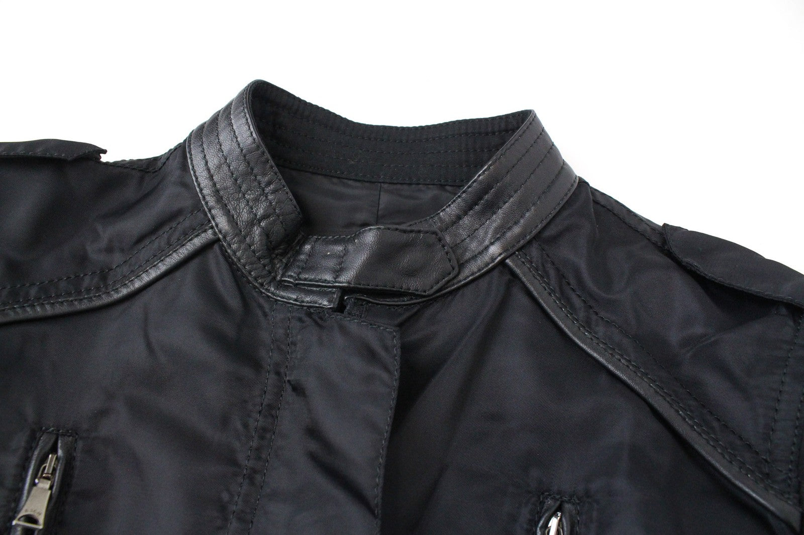 RICHMOND Men Jacket IT40 Black Designer High Neckline Classic Patched Zippered