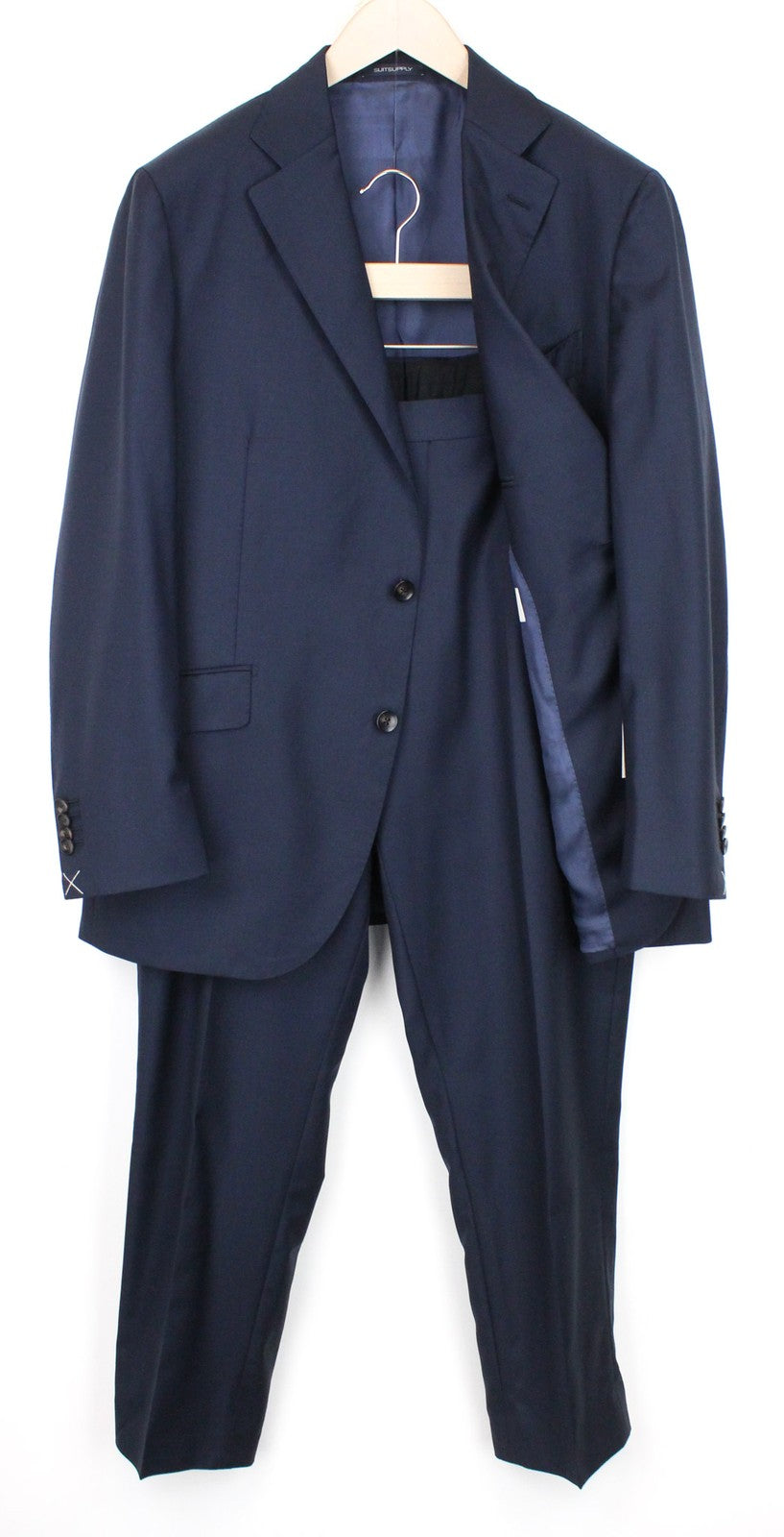 SUITSUPPLY La Spalla Men Suit UK46S Blue Wool Single-Breasted Classic 2 Piece
