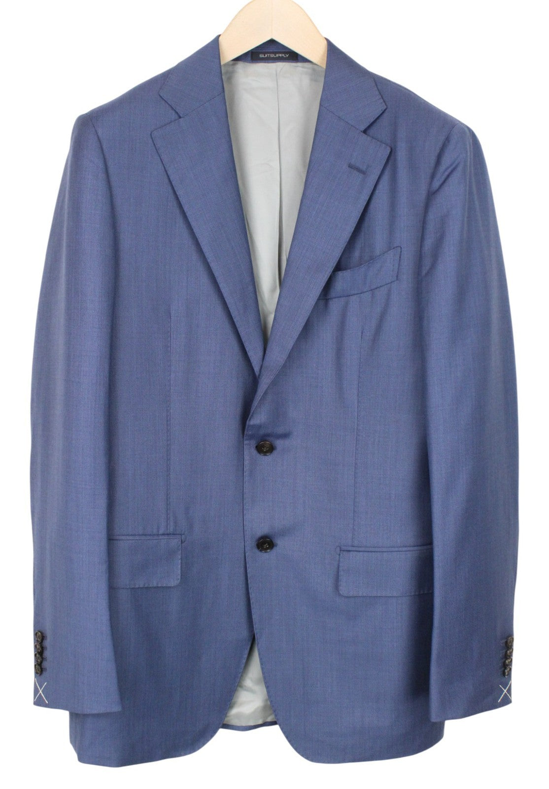 SUITSUPPLY Lazio La Spalla Men Suit UK40L Wool Super 150's Slim Blue 3 Piece
