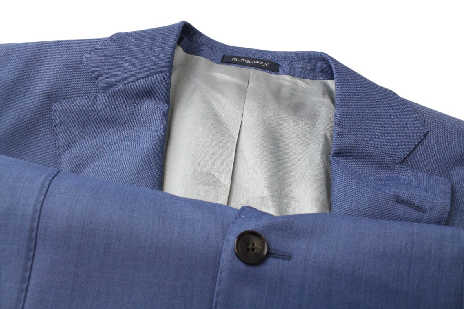 SUITSUPPLY Lazio La Spalla Men Suit UK40L Wool Super 150's Slim Blue 3 Piece