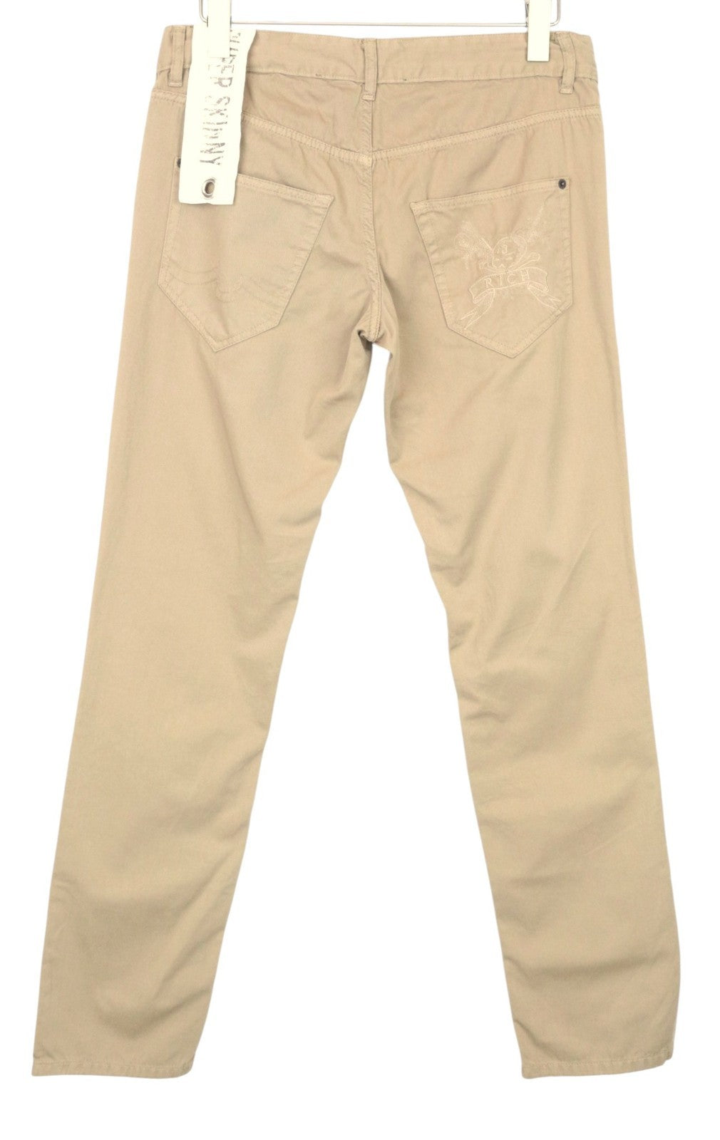 RICHMOND Men Trousers W32 Brown Pure Cotton Super Skinny Fit 5-Pocket