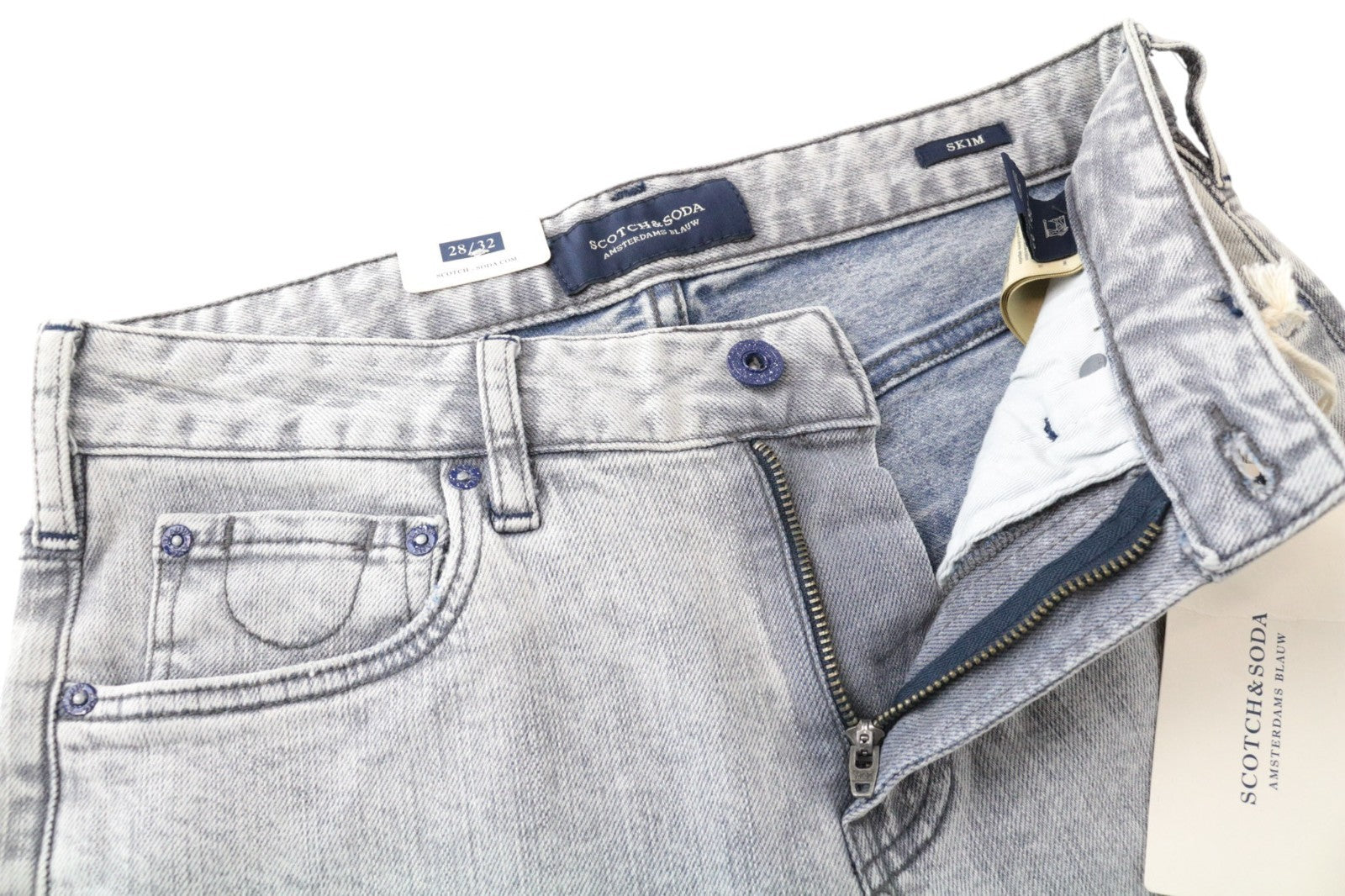 SCOTCH & SODA Skim Men Jeans W28/L32 Skinny Fit Cotton Stretch Light Blue Denim