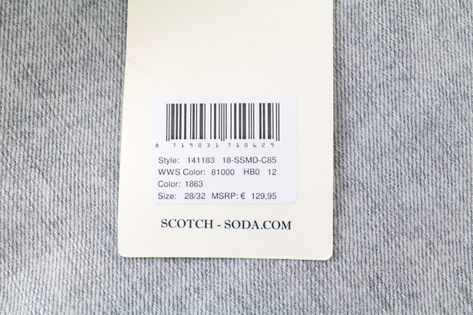 SCOTCH & SODA Skim Men Jeans W28/L32 Skinny Fit Cotton Stretch Light Blue Denim