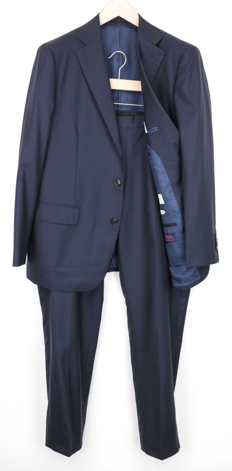 SUITSUPPLY Lazio Men Suit UK44R Pure Wool Navy 2-Piece Slim Cut Formal Twill