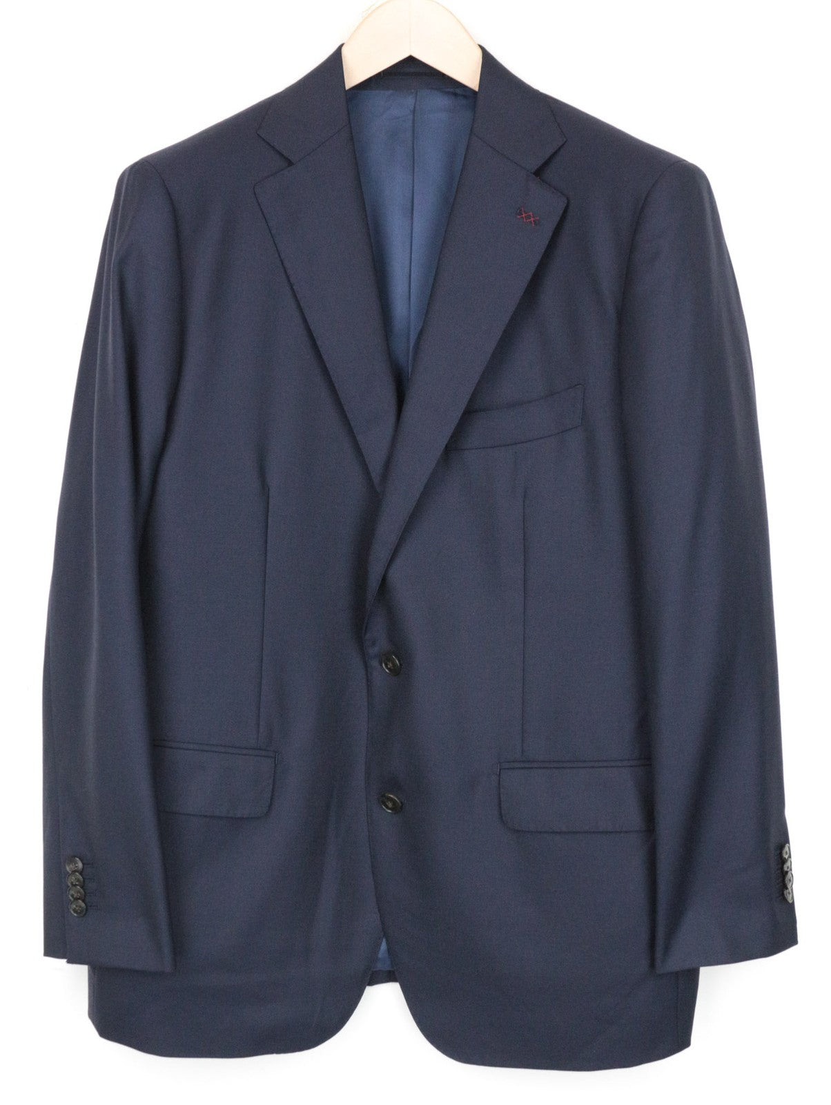 SUITSUPPLY Lazio Men Suit UK44R Pure Wool Navy 2-Piece Slim Cut Formal Twill