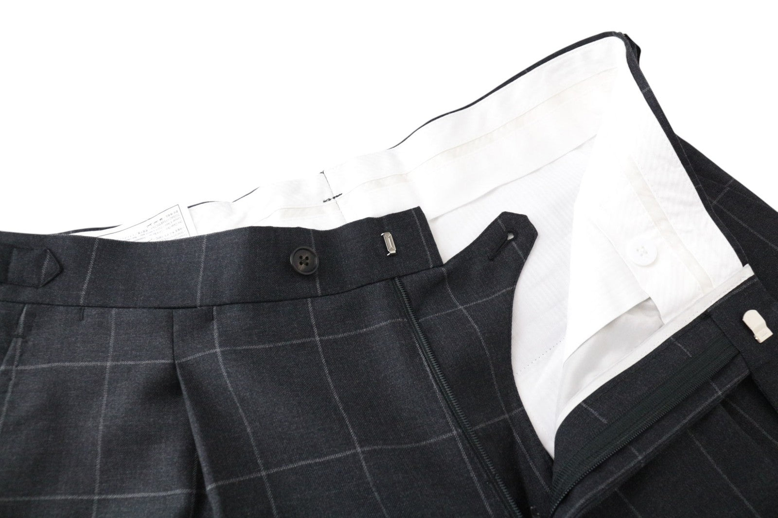 SUITSUPPLY La Spalla Men Suit UK38R Windowpane Check 2-Piece Grey Slim Wool