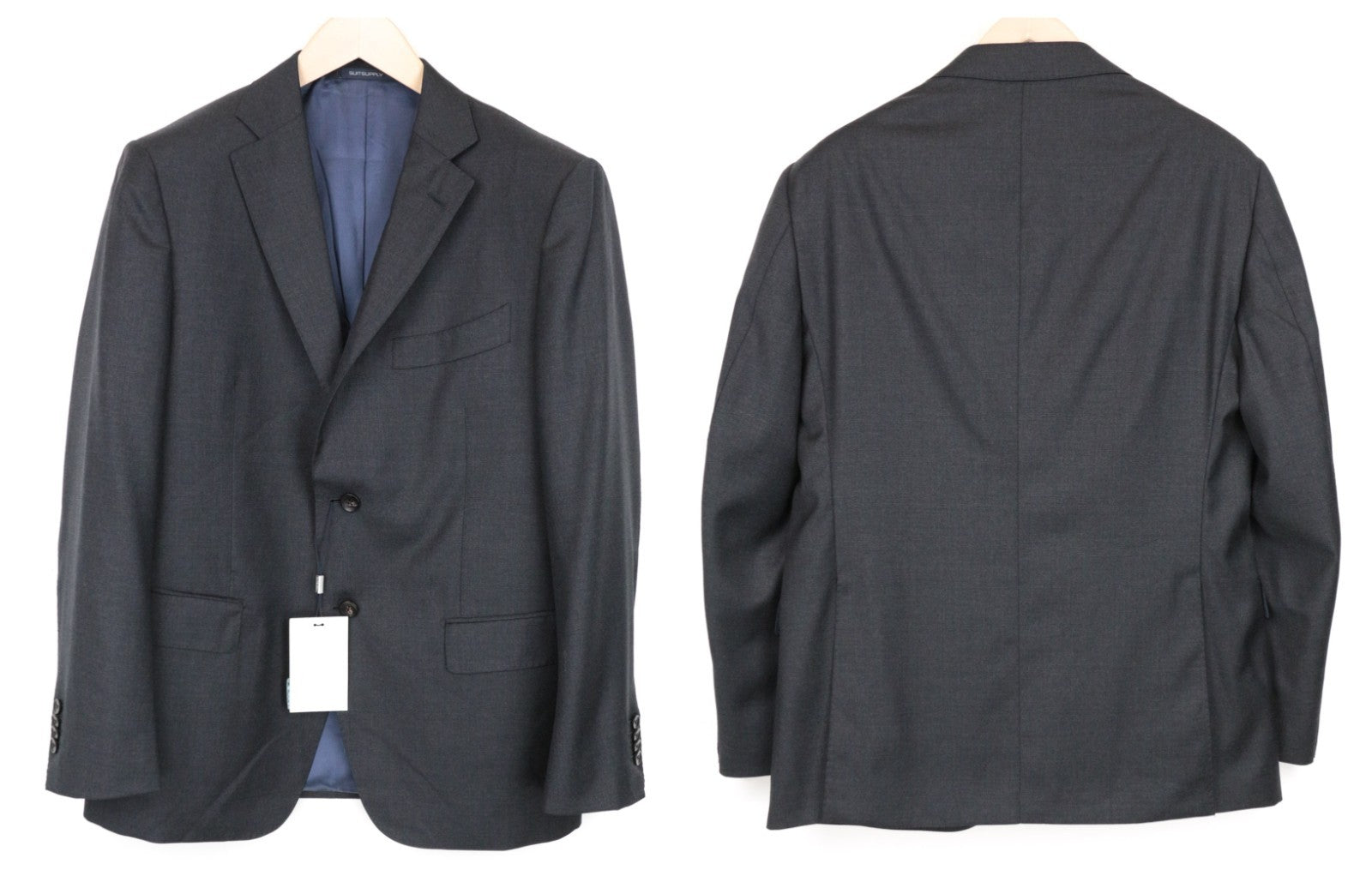 SUITSUPPLY Napoli Men Suit UK42S 3-Piece Melange Dark Grey Pure Wool Formal